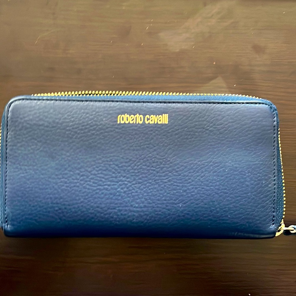 Roberto Cavalli navy blue wallet